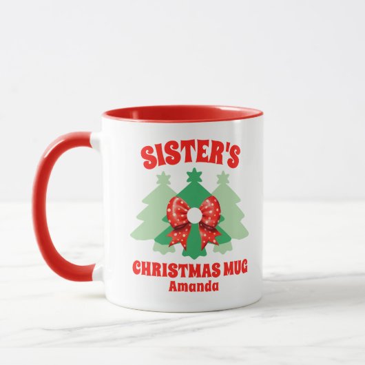 Weihnachten der personalisierten Schwester Tasse (Links)