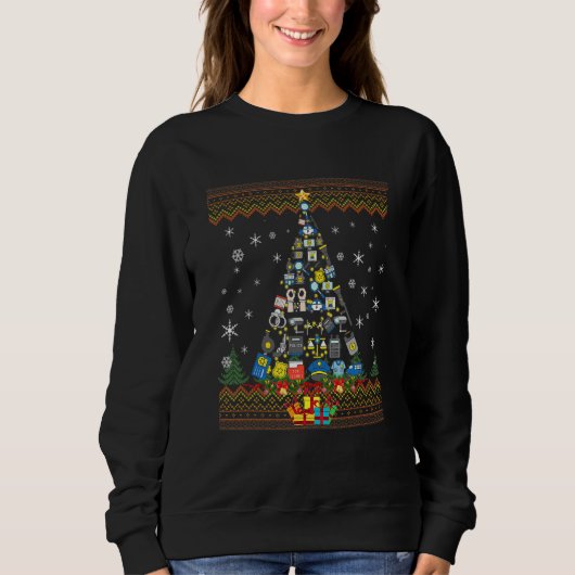 Weihnachten der Polizei Ugly Sweater Weihnachtsbau Sweatshirt (Vorderseite)