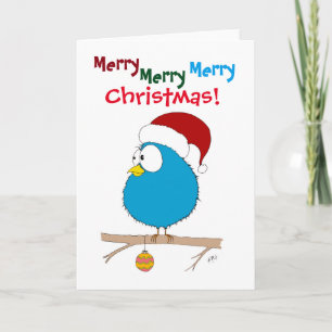 Weihnachten: Der sonnige Vogel (blau) Feiertagskarte