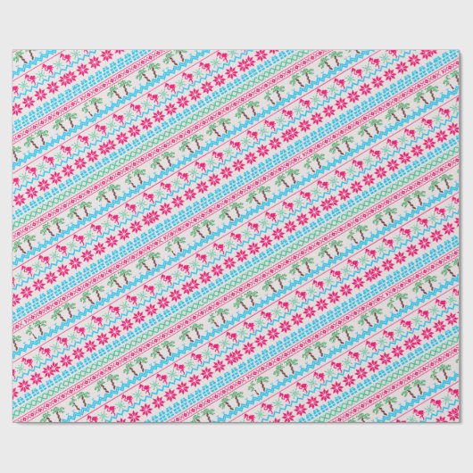 Weihnachten Der tropische Flamingo Geschenkpapier (Flach)