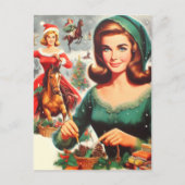 Weihnachten der Vintage Mädchen  Postkarte (Vorderseite)