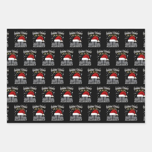 Weihnachten - Der Weihnachtsmann ist angeblich ech Geschenkpapier Set (Vorderseite)