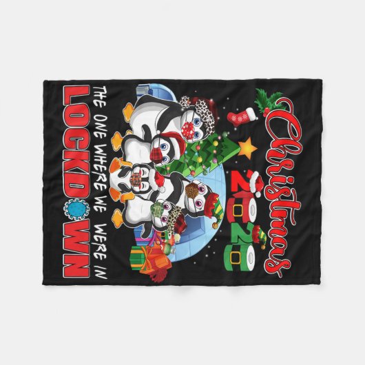 Weihnachten der, wo wir in Lockdown Pingui waren Fleecedecke (Vorderseite (Horizontal))