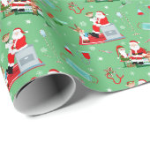Weihnachten des Arztes mit Santa Green Geschenkpapier (Rolleneckpunkt)