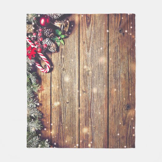 Weihnachten des Baumes: dunkles Holz Fleecedecke (Vorderseite)