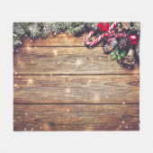 Weihnachten des Baumes: dunkles Holz Fleecedecke (Vorderseite (Horizontal))