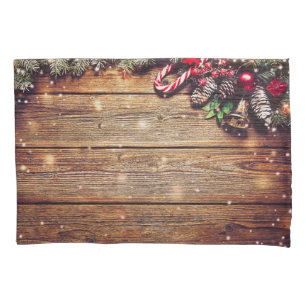 Weihnachten des Baumes: dunkles Holz Kissenbezug