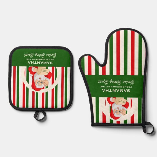 Weihnachten des berühmten Weihnachtsmanns Ofenhandschuh & Topflappen-Set (Vorderseite)