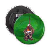 Weihnachten des Hundes auf Grün Flaschenöffner (Vorderseite)