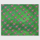 Weihnachten des Hundes auf Grün Geschenkpapier (Flach)