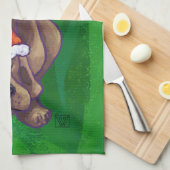 Weihnachten des Hundes auf Grün Küchentuch (Viertel Falte)