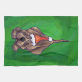 Weihnachten des Hundes auf Grün Küchentuch (Horizontal)