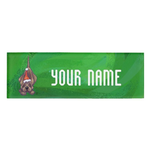 Weihnachten des Hundes auf Grün Namenschild (Vorderseite)