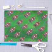 Weihnachten des Hundes auf Grün Seidenpapier (Handwerk)