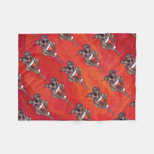 Weihnachten des Hundes auf Rot Fleecedecke (Vorderseite (Horizontal))