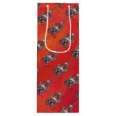 Weihnachten des Hundes auf Rot Geschenktüte Für Weinflaschen (Vorderseite)