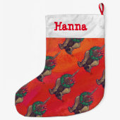 Weihnachten des Hundes auf Rot Großer Weihnachtsstrumpf (Rückseite)