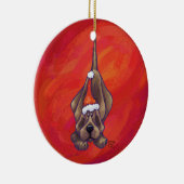 Weihnachten des Hundes auf Rot Keramikornament (Rechts)