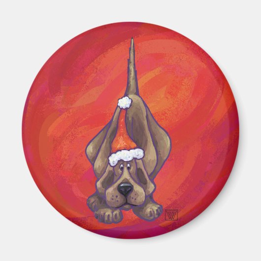 Weihnachten des Hundes auf Rot Magnet (Vorne)
