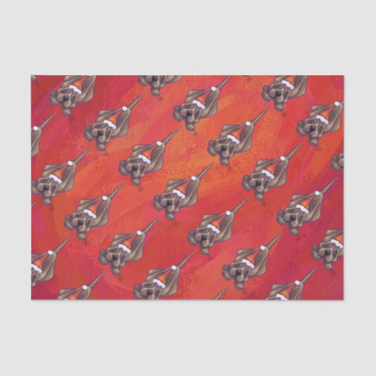 Weihnachten des Hundes auf Rot Seidenpapier (Vorderseite)