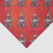 Weihnachten des Hundes auf Rot Seidenpapier (Ausschnitt)