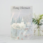 Weihnachten des Jahrgangs, Menschen gehen in die K Briefpapier (Stehend Vorderseite)