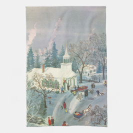 Weihnachten des Jahrgangs, Menschen gehen in die K Handtuch