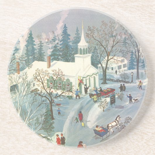 Weihnachten des Jahrgangs, Menschen gehen in die K Sandstein Untersetzer (Vorne)