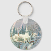 Weihnachten des Jahrgangs, Menschen gehen in die K Schlüsselanhänger (Vorderseite)