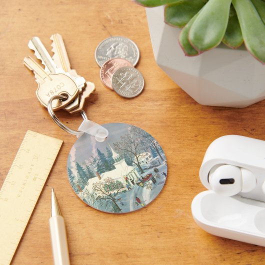 Weihnachten des Jahrgangs, Menschen gehen in die K Schlüsselanhänger (Schreibtisch)