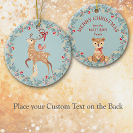 Weihnachten des Nordischen Hirsches und des Bärenk Keramik Ornament