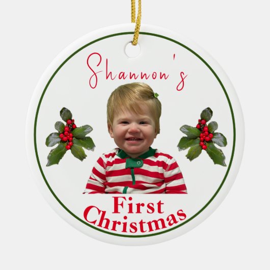 Weihnachten des personalisierten Kindes Keramik Ornament (Vorne)