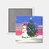 Weihnachten des Schneemans Magnet (Vorderseite/Rückseite)