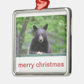 Weihnachten des schwarzen Bären Silbernes Ornament (Links)