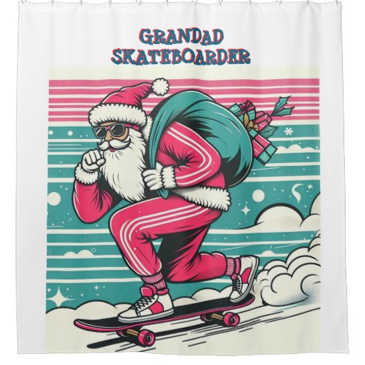 Weihnachten des Skateboardens Duschvorhang (Vorderseite)