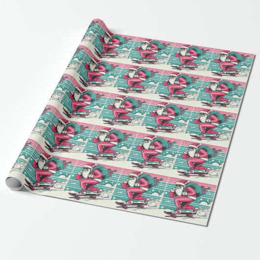 Weihnachten des Skateboardens Geschenkpapier (Ungerollt)