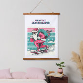Weihnachten des Skateboardens Wandteppich Mit Holzrahmen (Schlafzimmer)