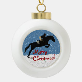 Weihnachten des Snowy Horse Jumpers Keramik Kugel-Ornament