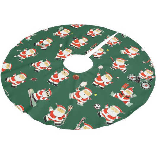 Weihnachten des Sportfans Polyester Weihnachtsbaumdecke (Schrägansicht)