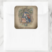 Weihnachten des Vaters in Blue Robes mit Holly Quadratischer Aufkleber (Tasche)