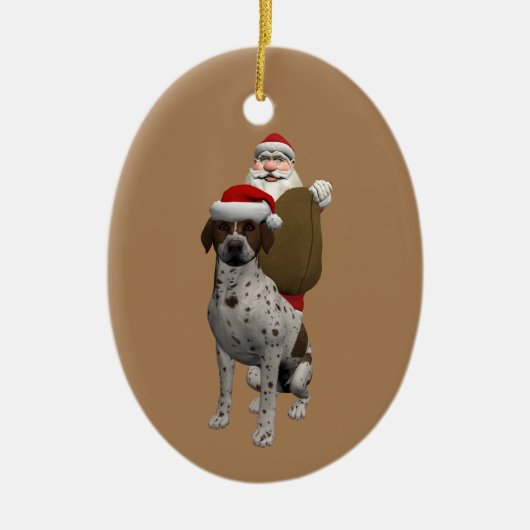 Weihnachten des Vaters mit grauem Setter Keramik Ornament (Vorne)