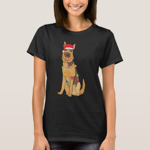 Weihnachten Deutscher Schäferhund Nikolausmütze Li T-Shirt