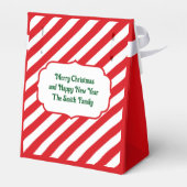 Weihnachten Diagonal Rot und Weiß Streifen Einfach Geschenkschachtel (Rückseite)