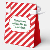 Weihnachten Diagonal Rot und Weiß Streifen Einfach Geschenkschachtel (Rückseite)