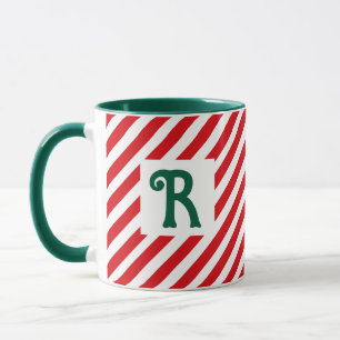 Weihnachten Diagonal Rot und Weiße Streifen Erstma Tasse