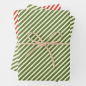 Weihnachten Diagonal Streifen Olivenweg Rot Geschenkpapier Set (Beispiel)