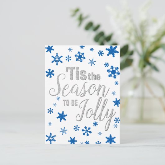 Weihnachten Die Jahreszeit Snowflake Blue Silver (Stehend Vorderseite)