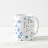 Weihnachten Die Jahreszeit Snowflake Blue Silver Kaffeetasse (VorderseiteRechts)
