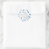 Weihnachten Die Jahreszeit Snowflake Blue Silver Runder Aufkleber (Tasche)