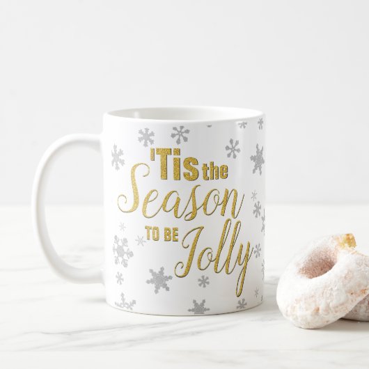 Weihnachten Die Jahreszeit Snowflake Gold Silber Kaffeetasse (Mit Donut)